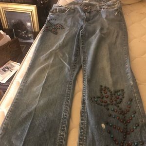 Z Caviricci Distressed floral beaded vintage Jeans.